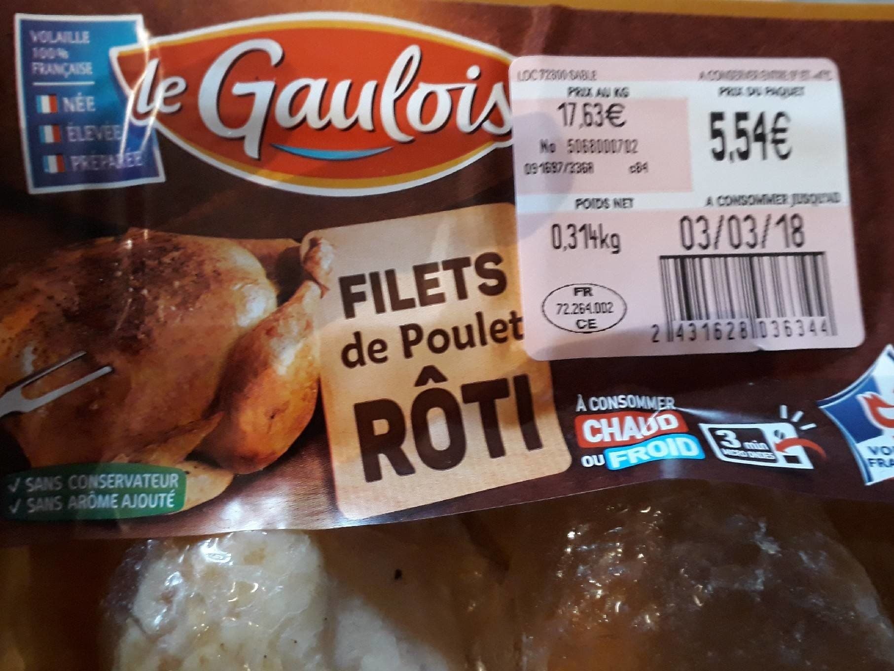 Le Gaulois Filets de poulet roti packshot