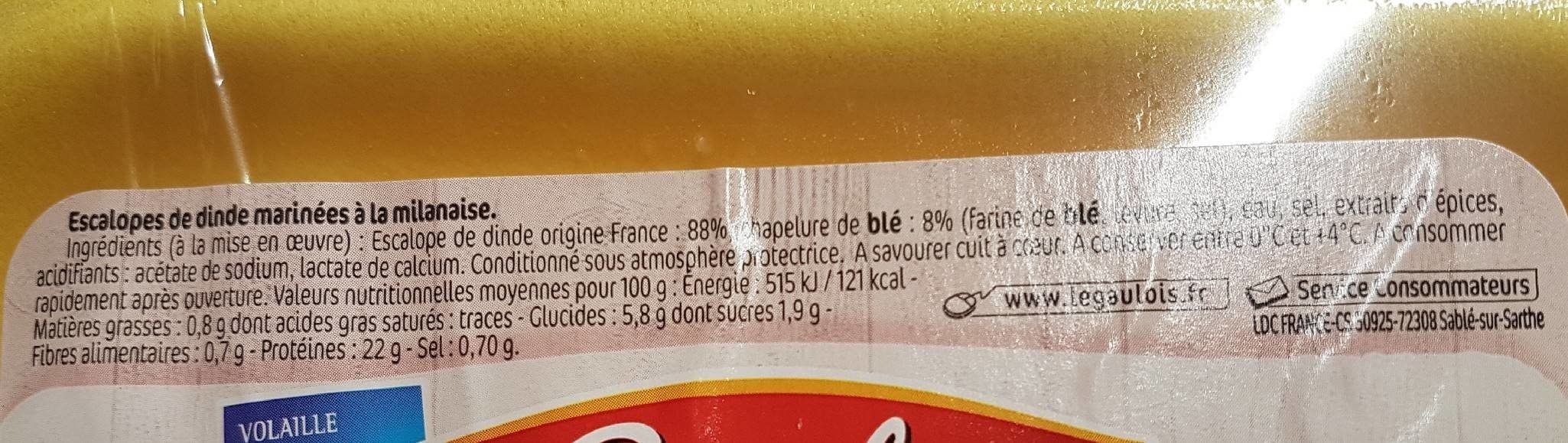 Le Gaulois 2 escalopes de dinde à la milanaise packshot