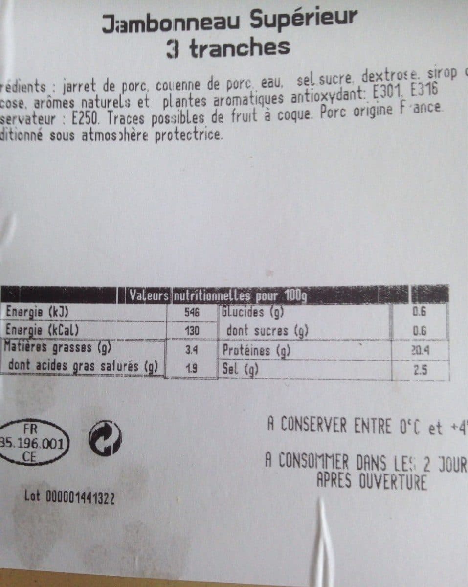 Open Food Facts Jambonneau superieur packshot