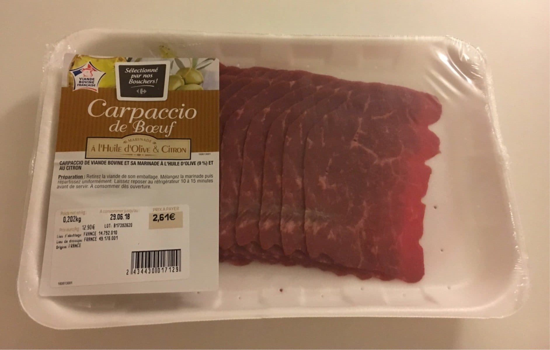 Open Food Facts Carpaccio de boeuf packshot
