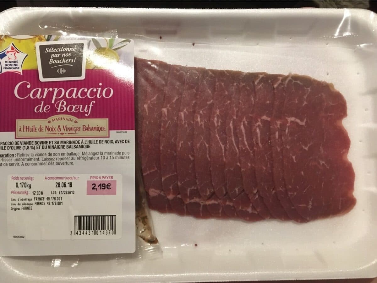 Open Food Facts Carpaccio de boeuf packshot