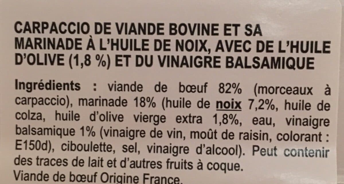 Open Food Facts Carpaccio de boeuf packshot