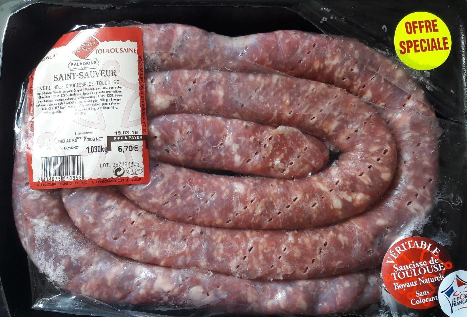 Open Food Facts Véritable saucisse de Toulouse packshot