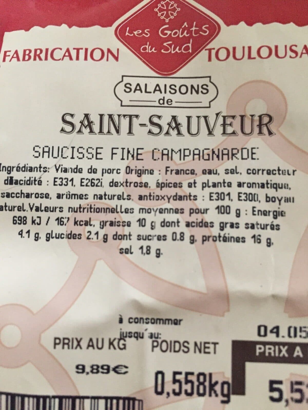 Open Food Facts Saucisse fiine campagnarde packshot