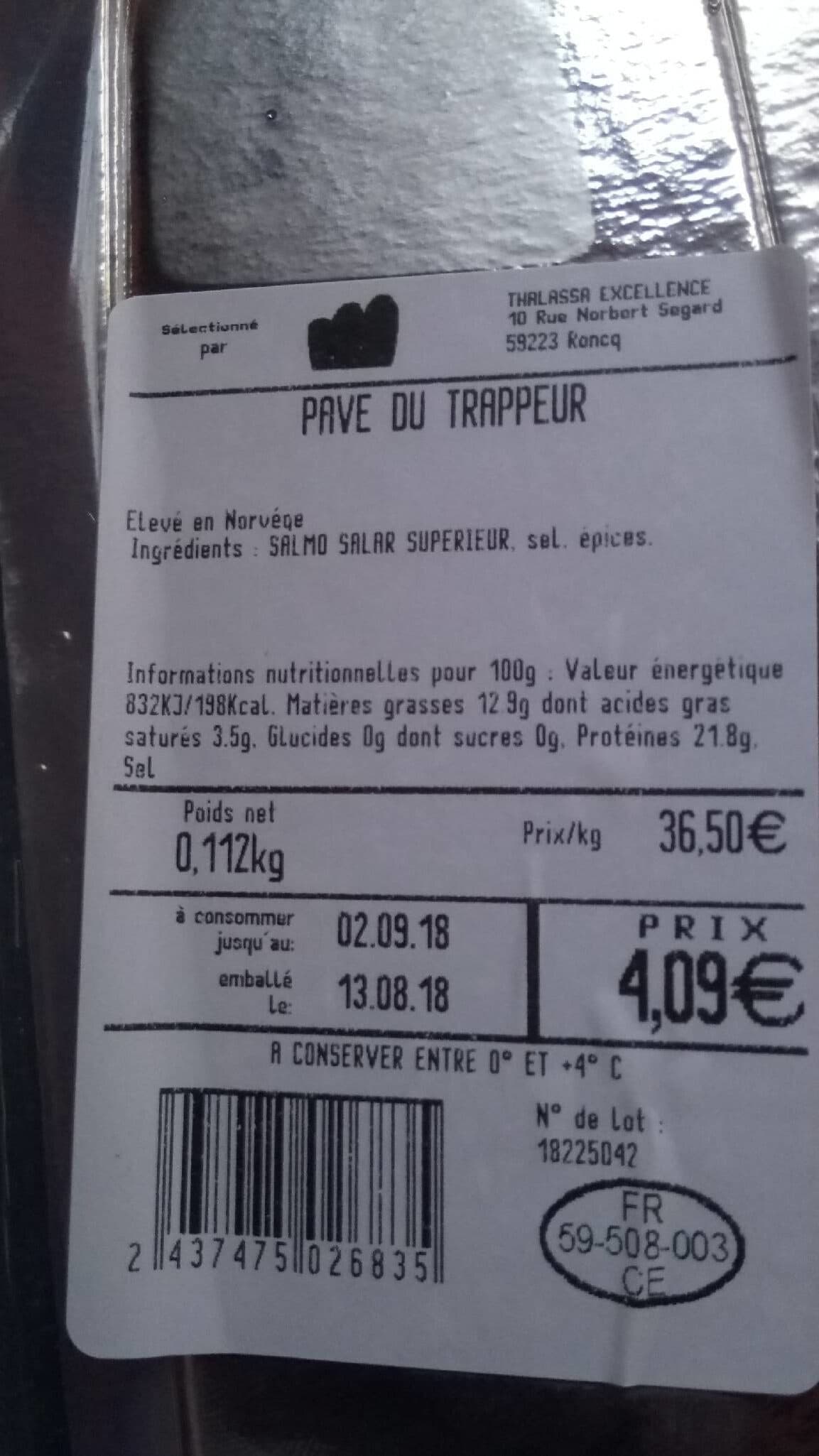 Open Food Facts Pavé du trappeur packshot