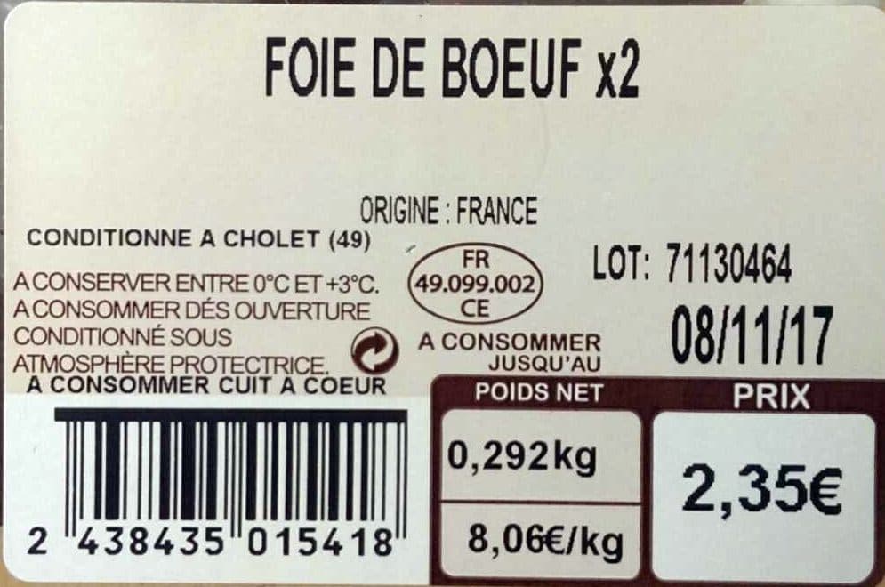 Sans marque Foie de bœuf packshot