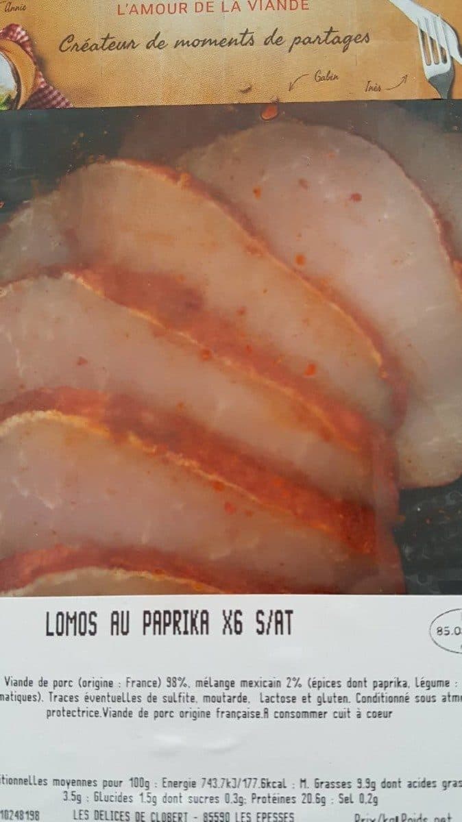 Open Food Facts Lomos au paprika x6 S/AT packshot