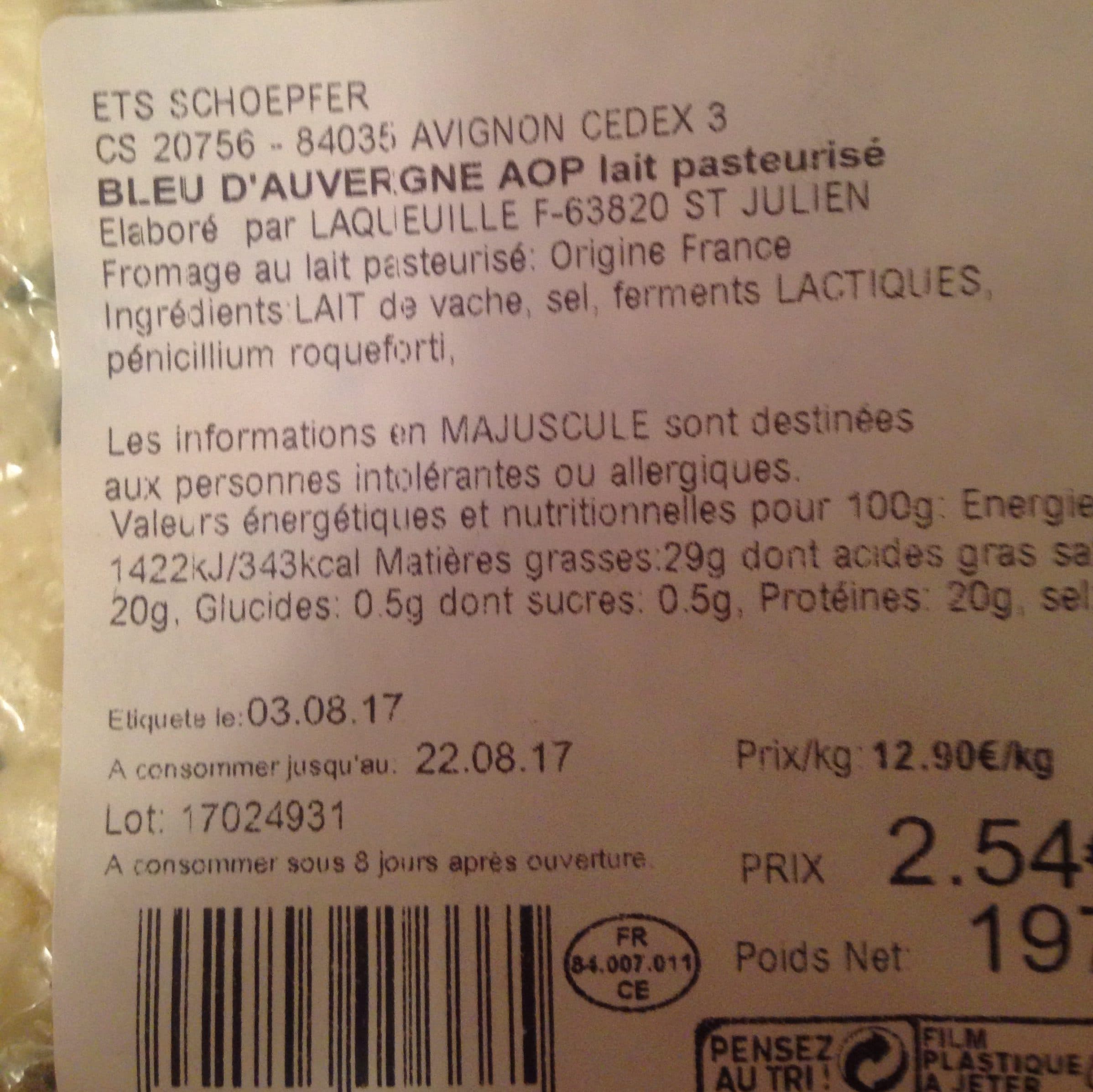 Inconnue Bleu d'auvergne aop packshot