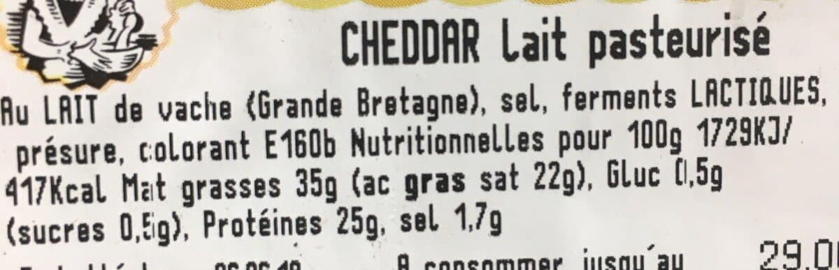 Open Food Facts Cheddar lait pasteurise packshot