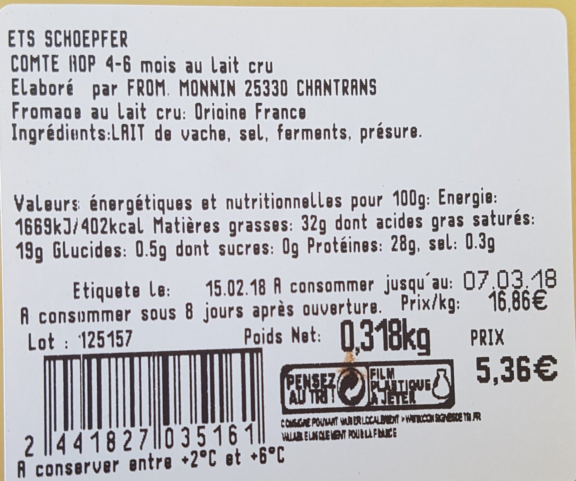 LECLERC ETS SHOEPFER Comté AOP 4 à 6 mois au lait cru packshot