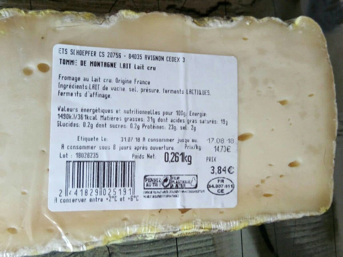 Open Food Facts Tomme de montagne packshot