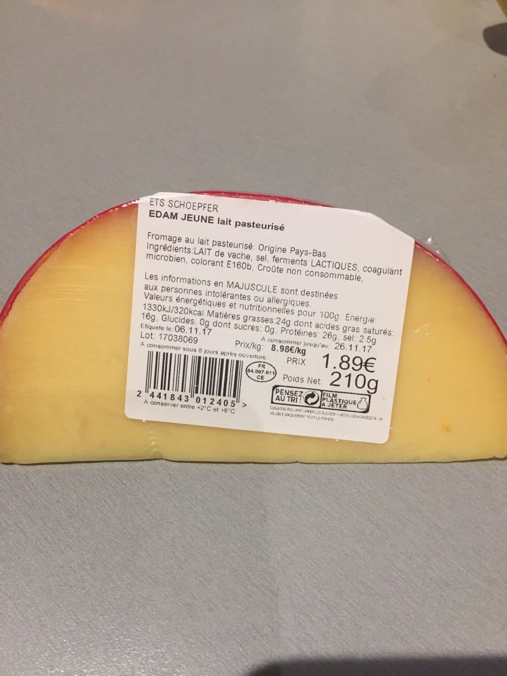 Ets Schoepfer Edam jeune lait pasteurise packshot