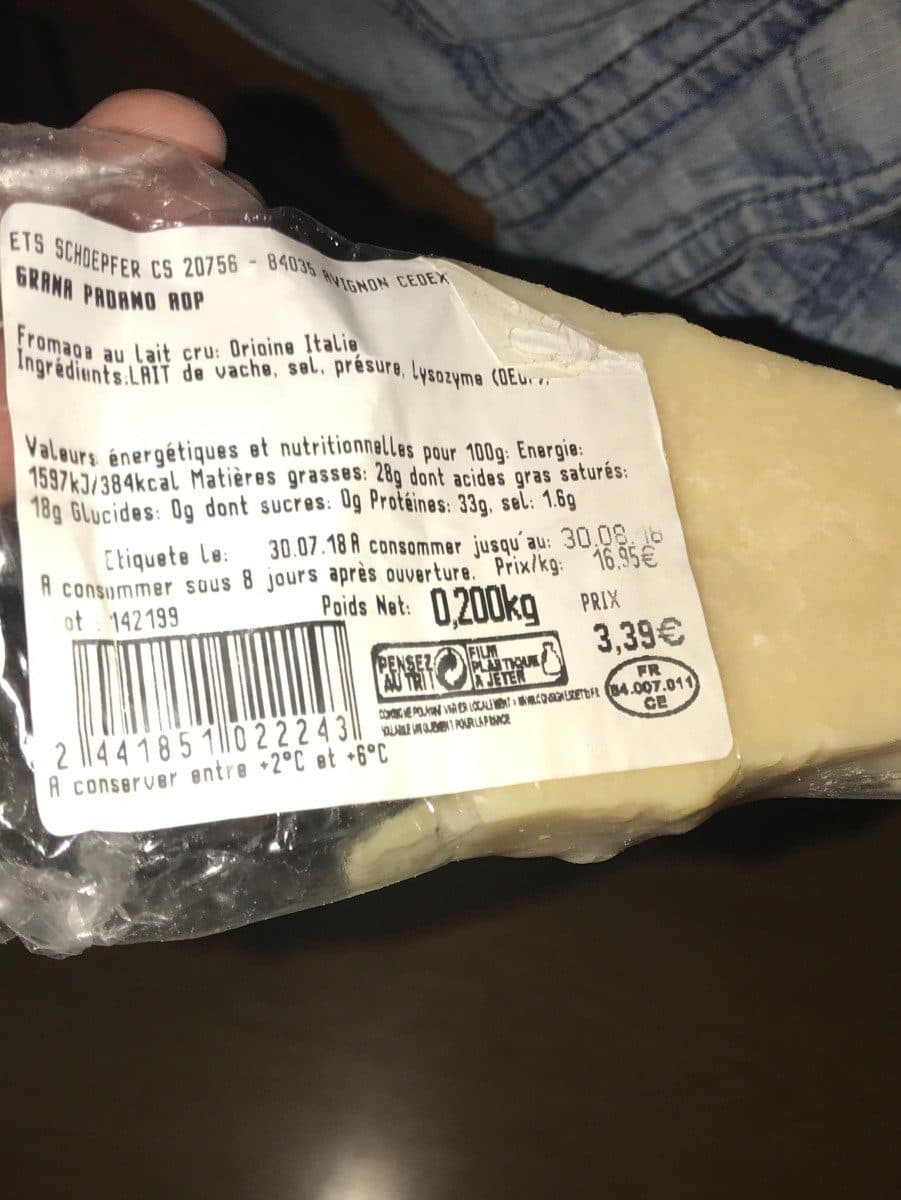 Open Food Facts Grana padano aop packshot