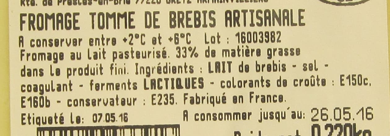 Franprix Tomme de Brebis packshot