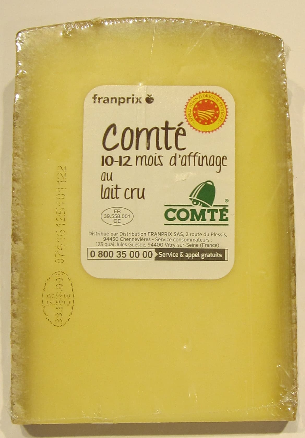 Franprix Comté 10-12 mois d'affinage au lait cru packshot