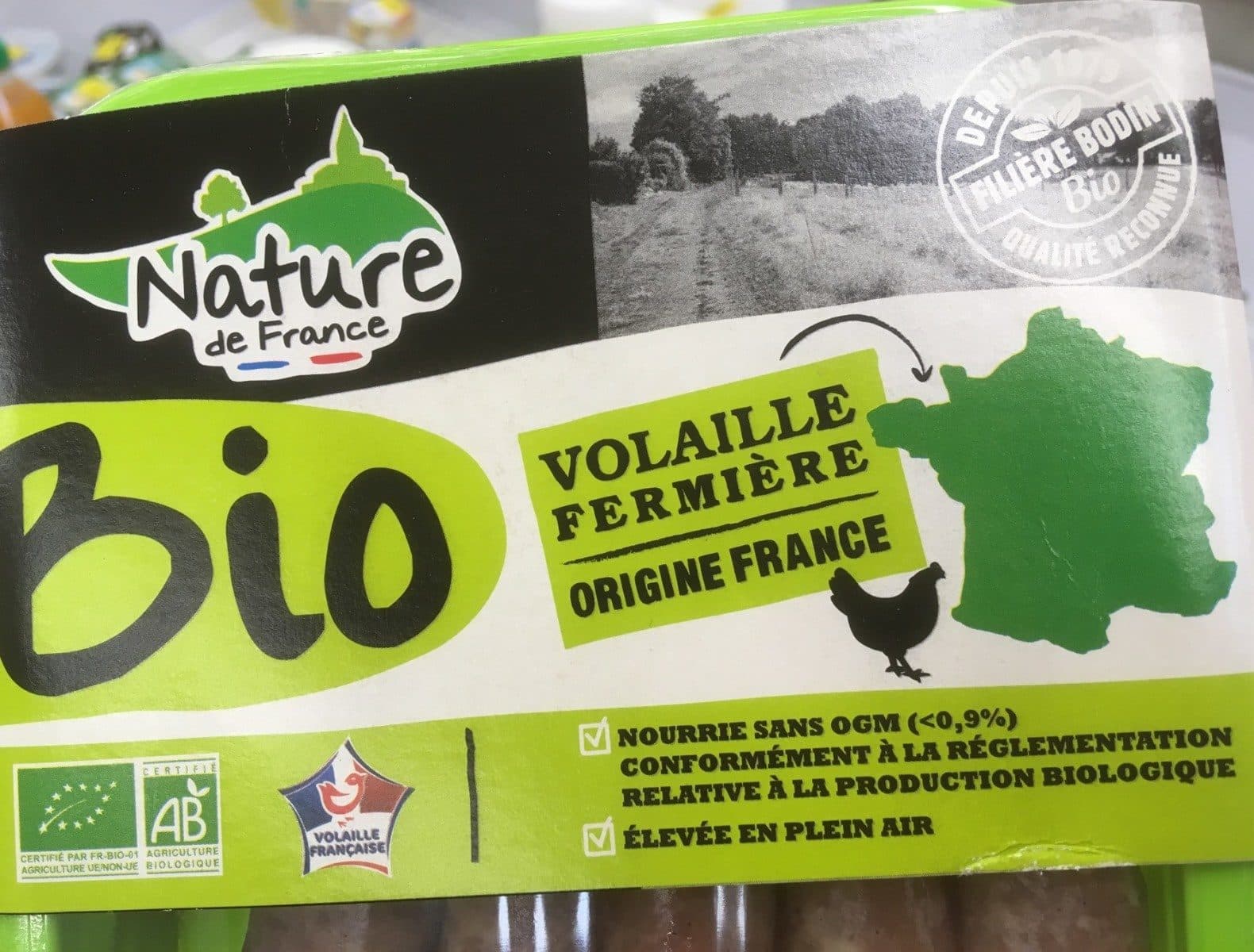 Open Food Facts Saucisses nature de volaille bio packshot