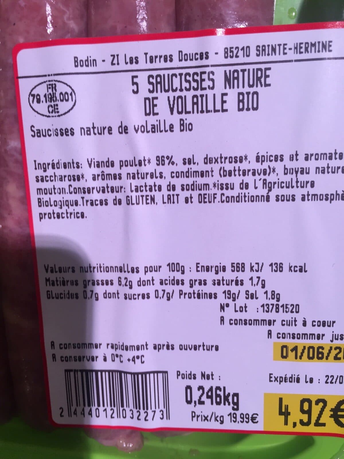 Open Food Facts Saucisses volailles bio packshot