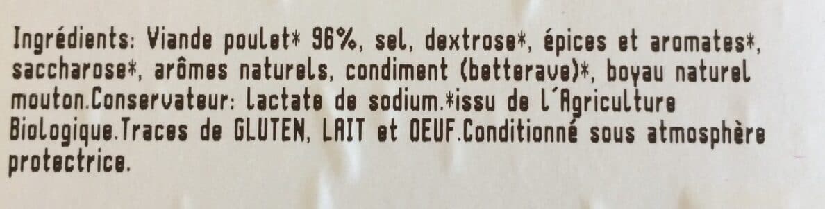 Open Food Facts Saucisses de volaille bio packshot