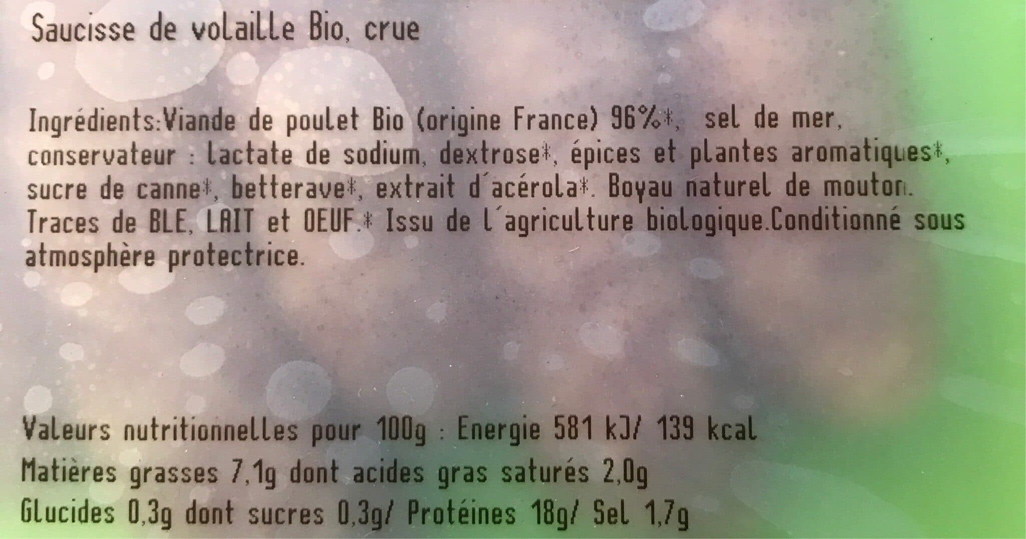 Nature de France Saucisses nature de volailles Bio packshot