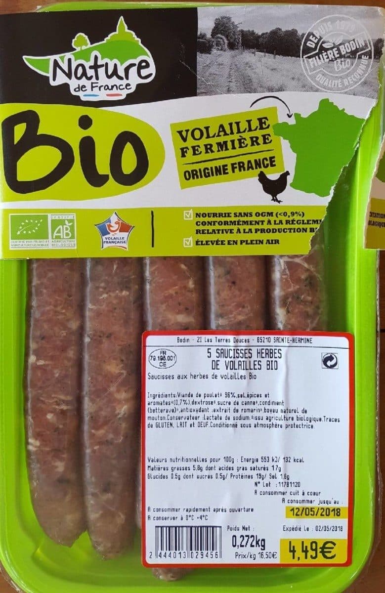 Open Food Facts Saucisse de volailles aux herbes packshot