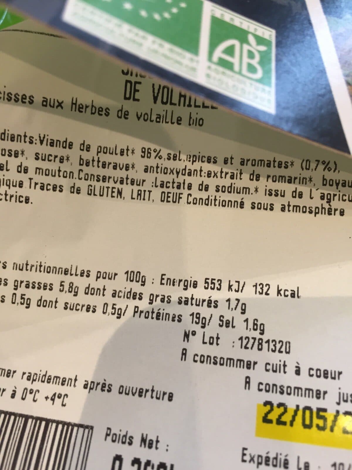 Open Food Facts Saucisses de volaille packshot