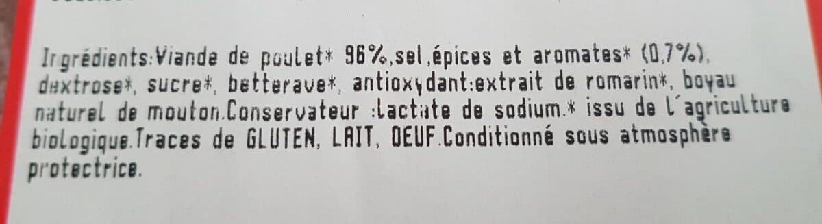 Open Food Facts Saucisses herbes de volaille bio packshot