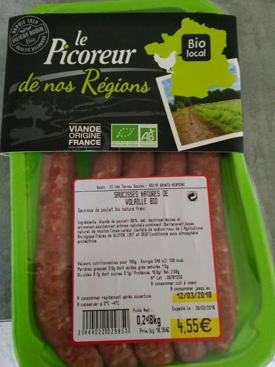 Open Food Facts Saucisses Natures de volaille packshot