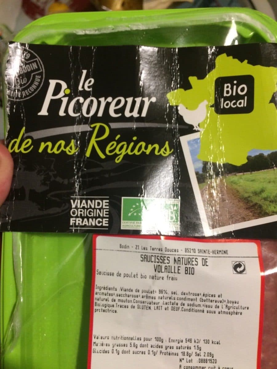 Open Food Facts Saucisses natures de volaille bio packshot