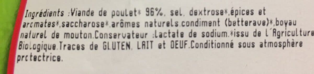 Open Food Facts Saucisses natures de volaille bio packshot