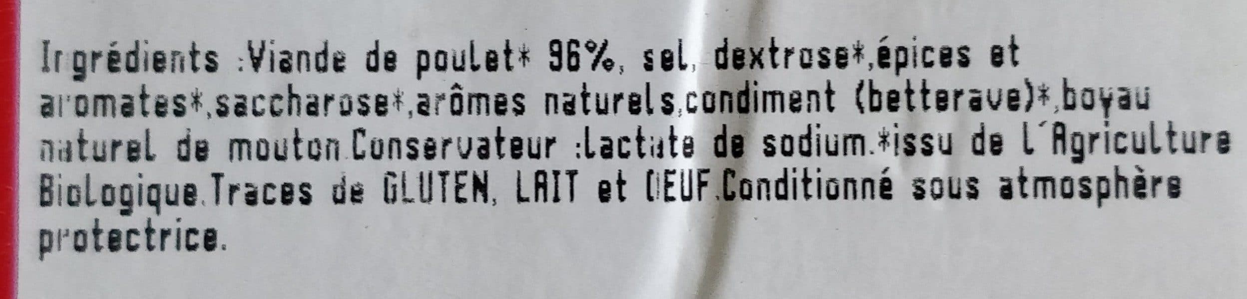 Open Food Facts Saucisse nature de volaille biologique packshot