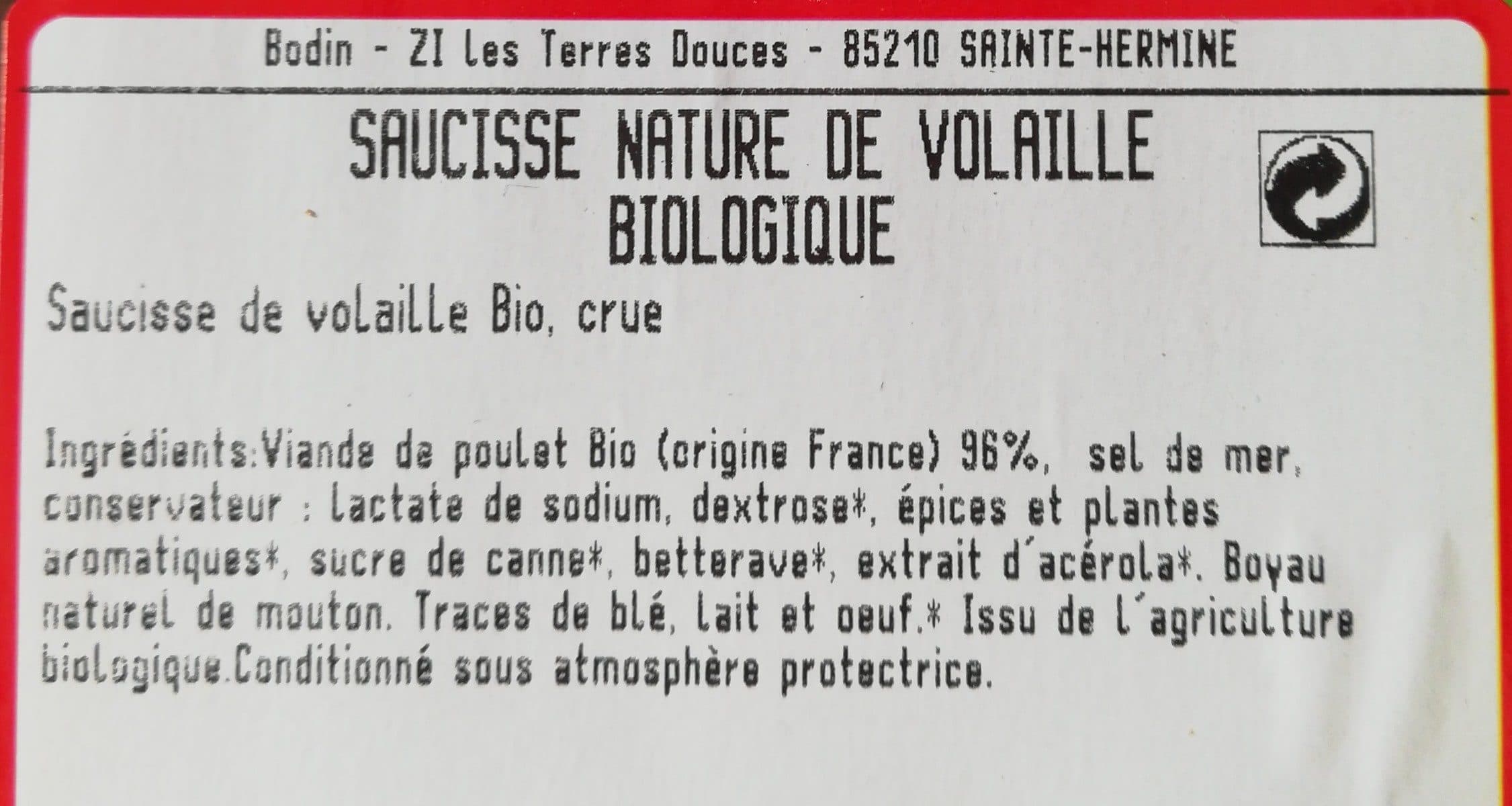 Open Food Facts Saucisse nature de volaille packshot