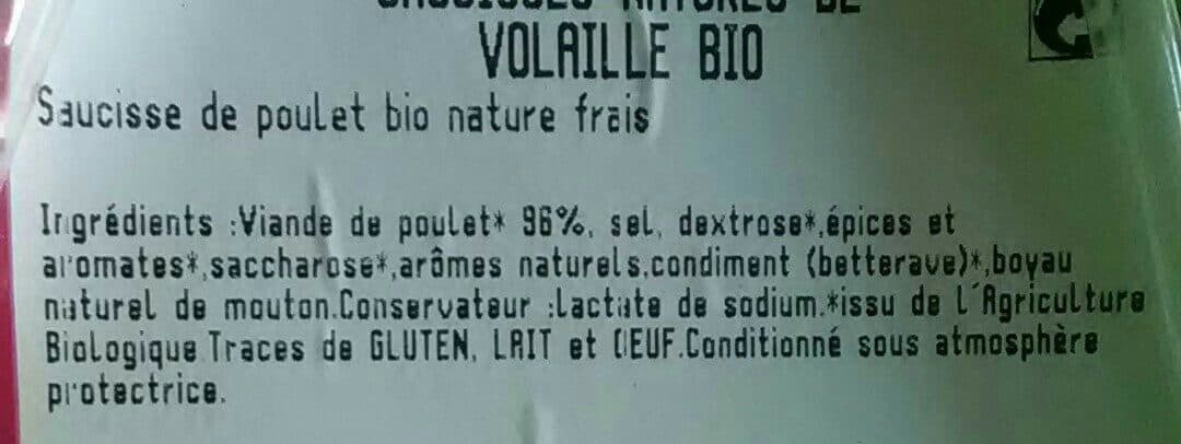 Open Food Facts Saucisses natures de volaille bio packshot