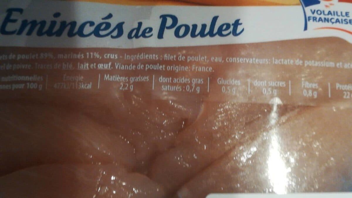 Open Food Facts Émincés de poulet packshot