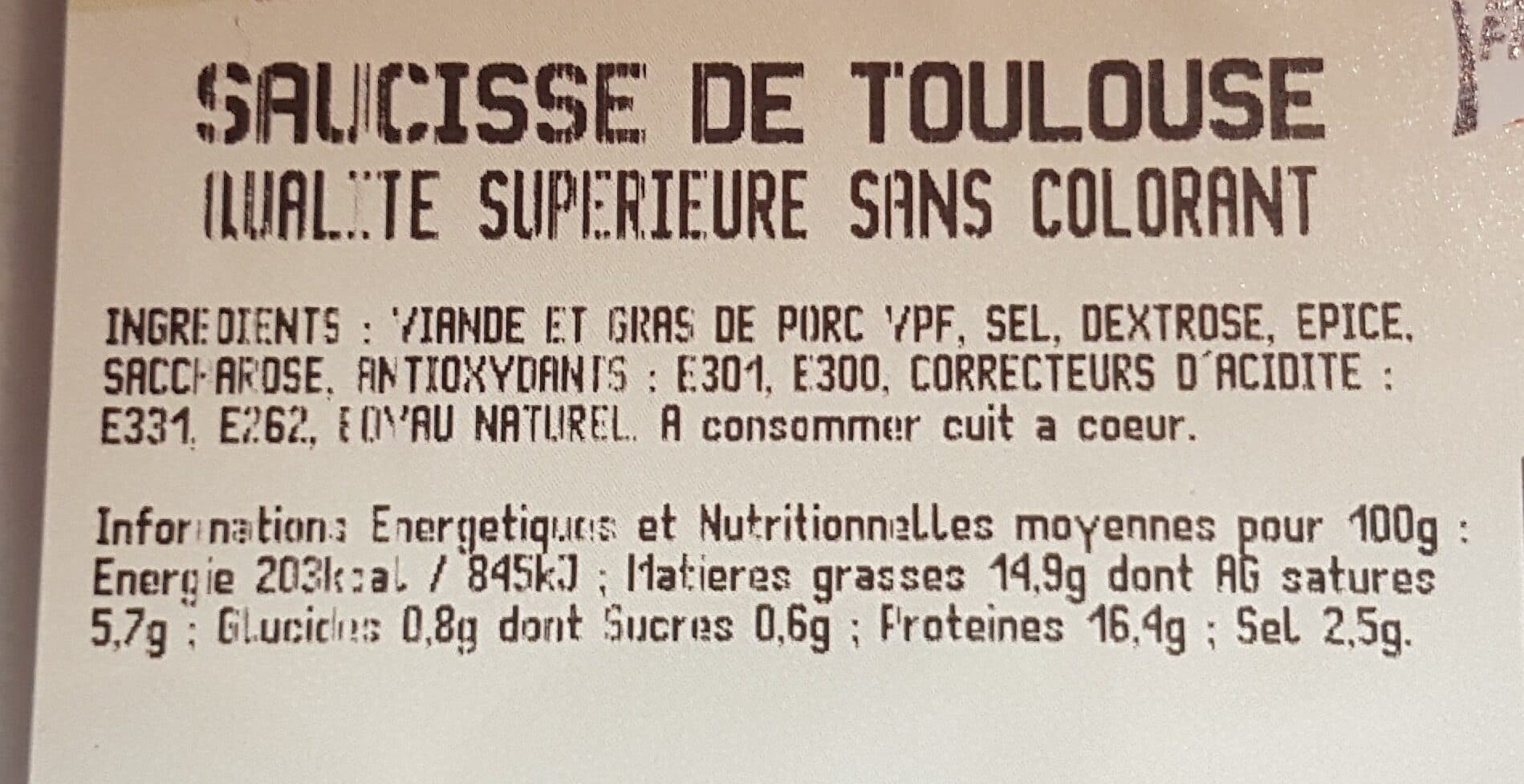 Oberti Et Fils Saucisse de Toulouse packshot