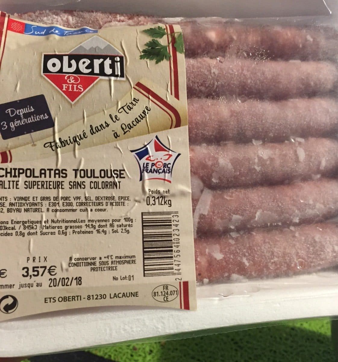 oberti 6 chipolatas Toulouse packshot