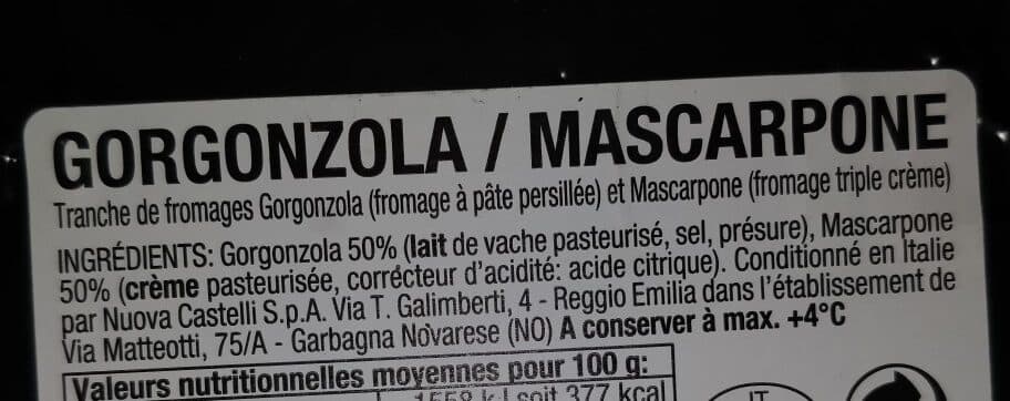 Open Food Facts Gorgonzola mascarpone packshot