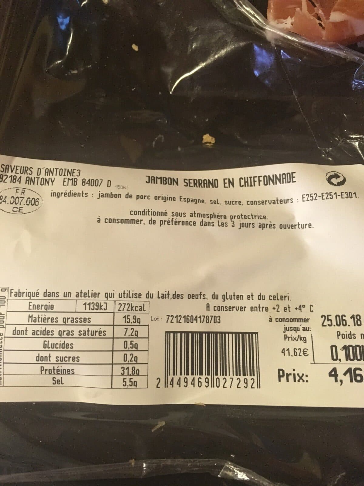 Charcuterie des Papes Jambon serrano en chiffon packshot