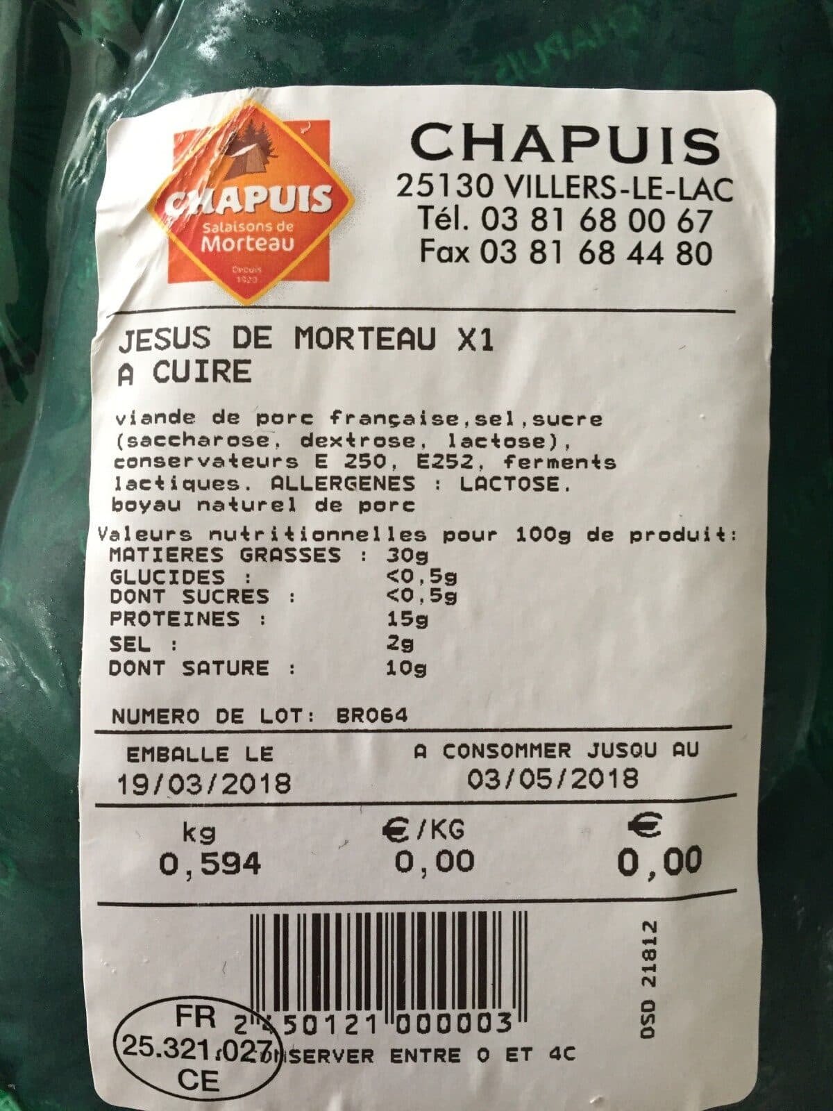 Open Food Facts Saucisse de morteau packshot