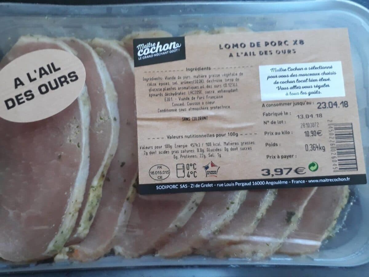 Open Food Facts Lomo de porc x8 à l'ail des ours packshot