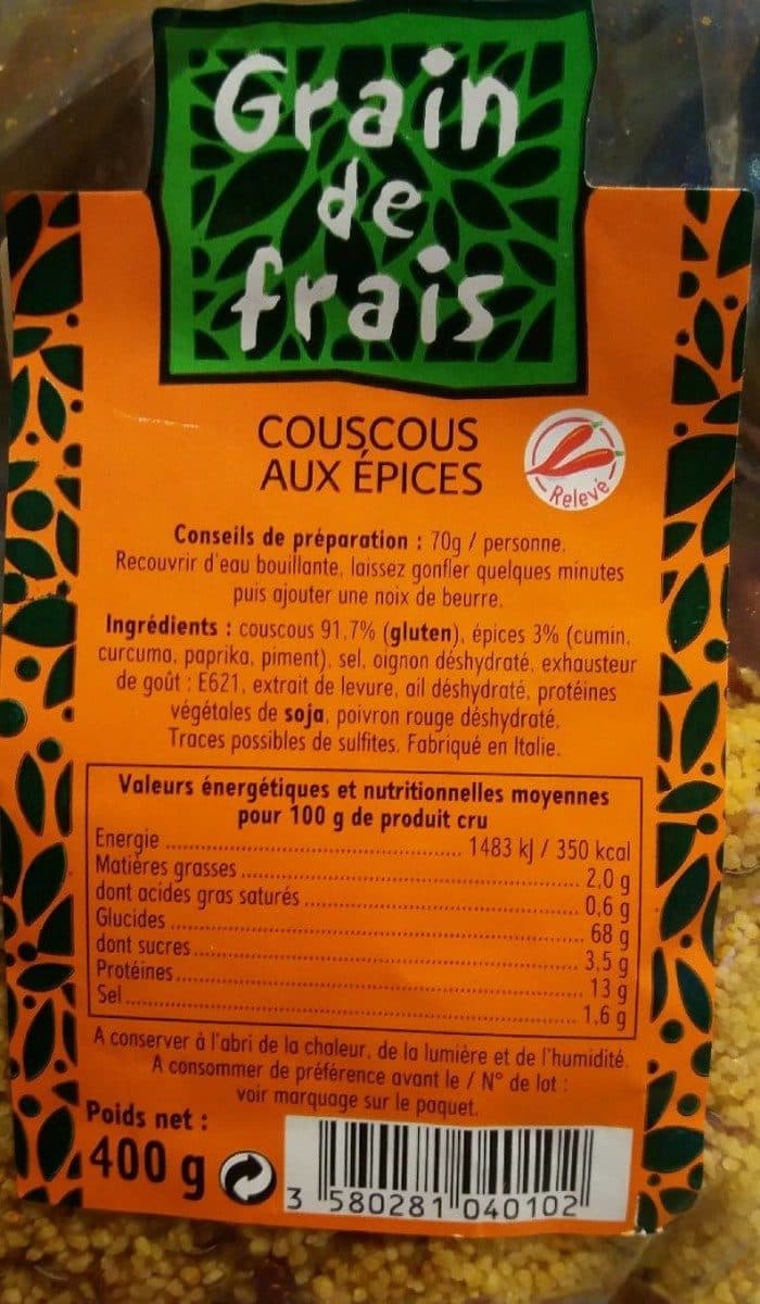 Grain de frais Couscous aux épices packshot