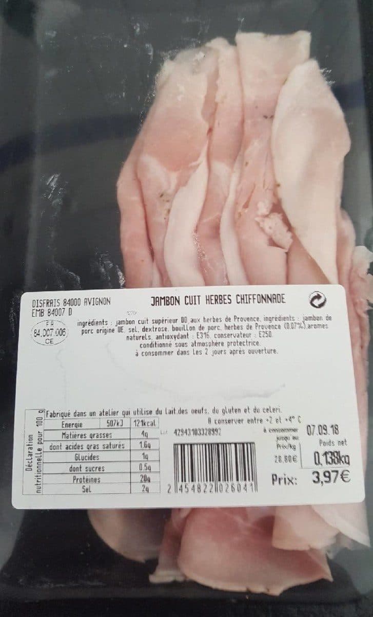 Open Food Facts Jambon cuit herbes chiffonnade packshot