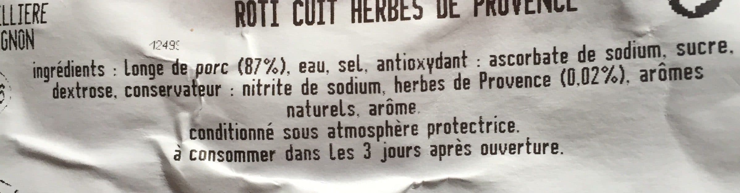 Open Food Facts Charcuterie des papes roti cuit herbes de provence packshot
