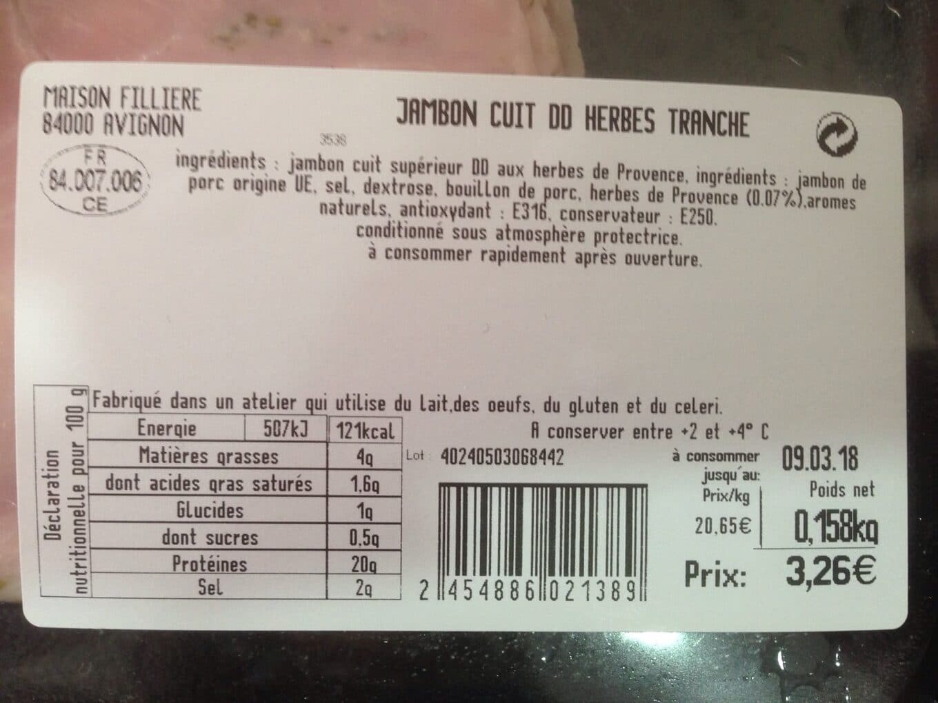 Charcuterie Des Papes Jambon cuit aux herbes packshot