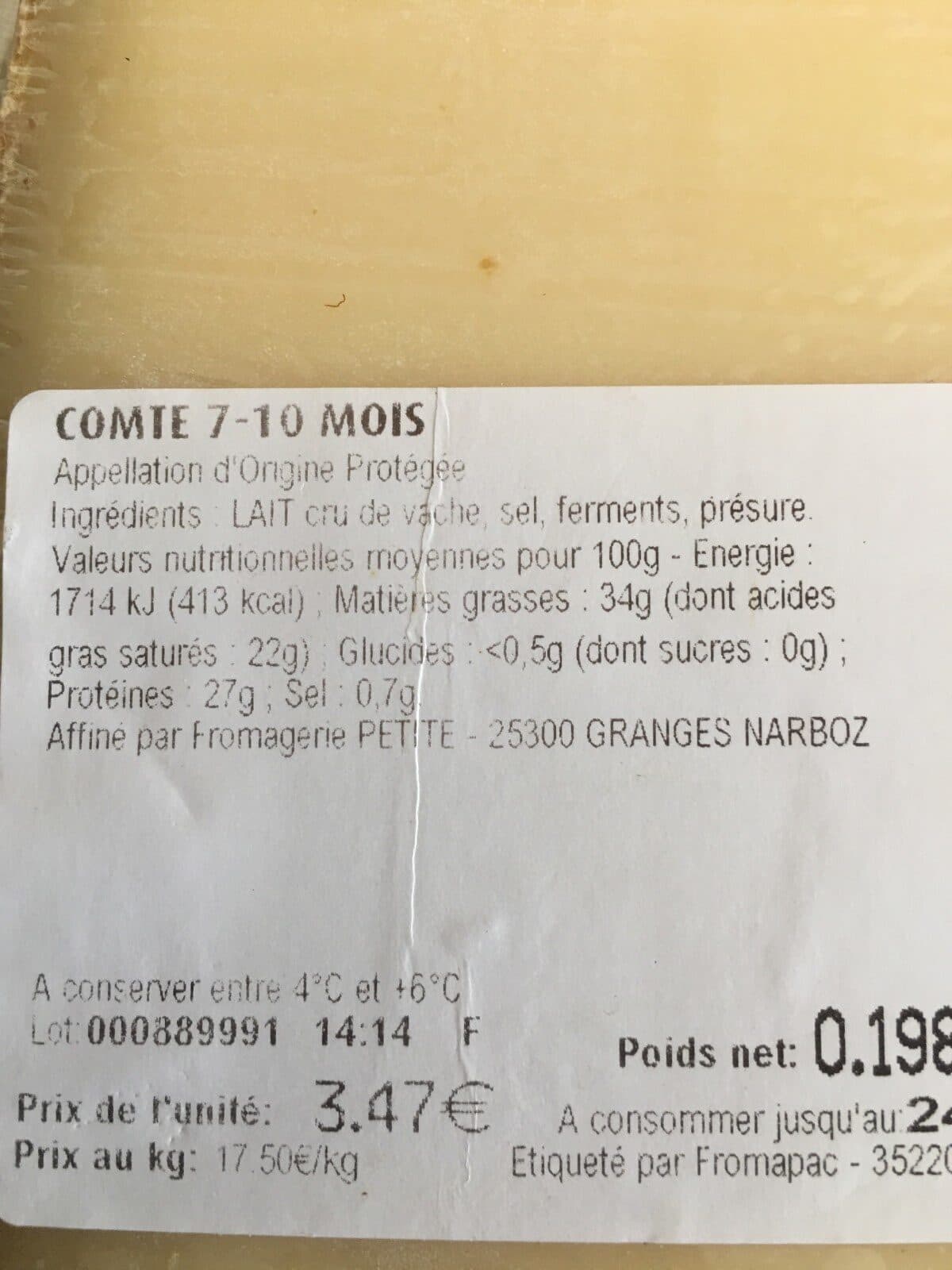 Comté Comte 7-10 mois packshot