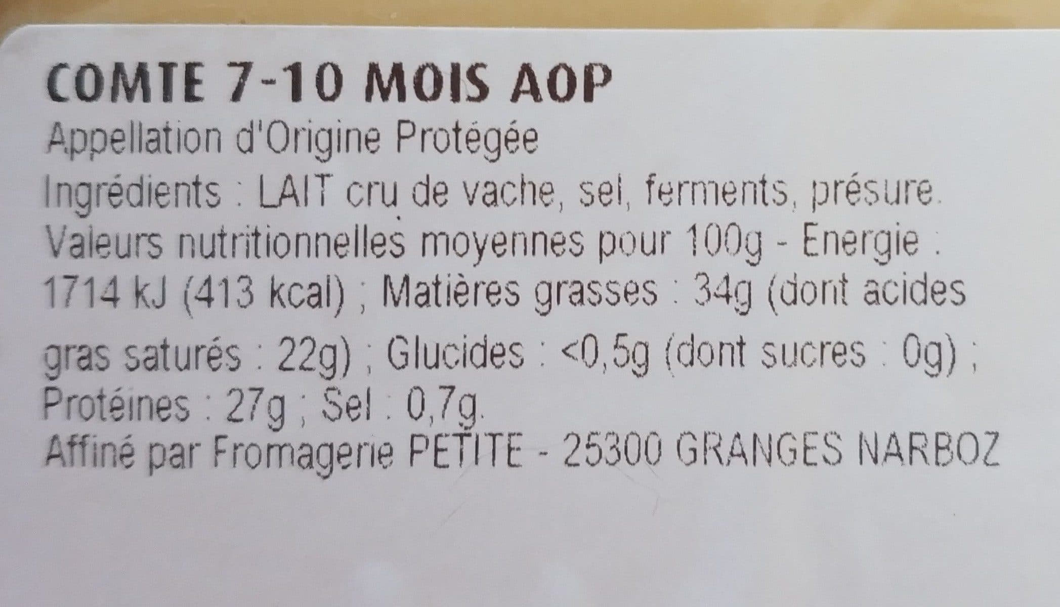 Open Food Facts Comté 7-10 mois AOP packshot