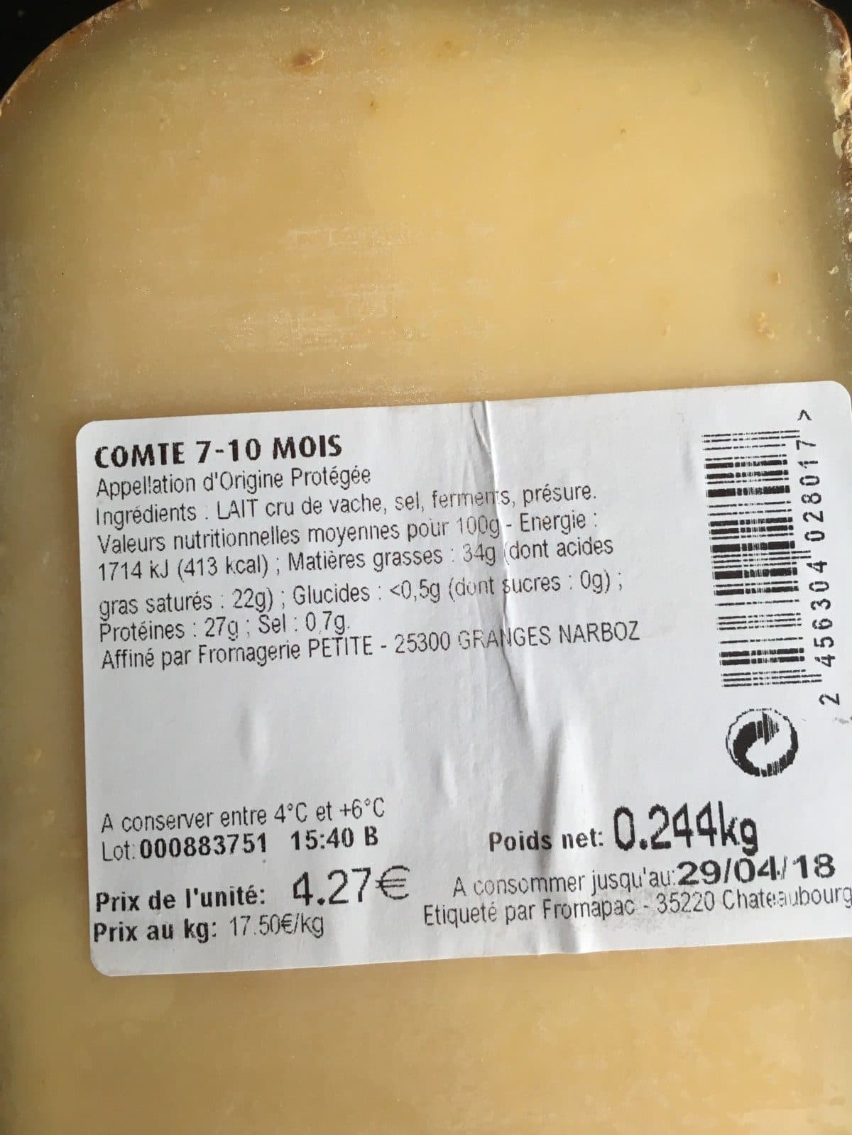 Open Food Facts Comté 7-10mois packshot