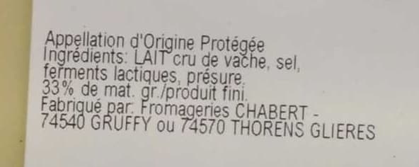 Fromageries Chabert Abondance AOP (33% MG) packshot