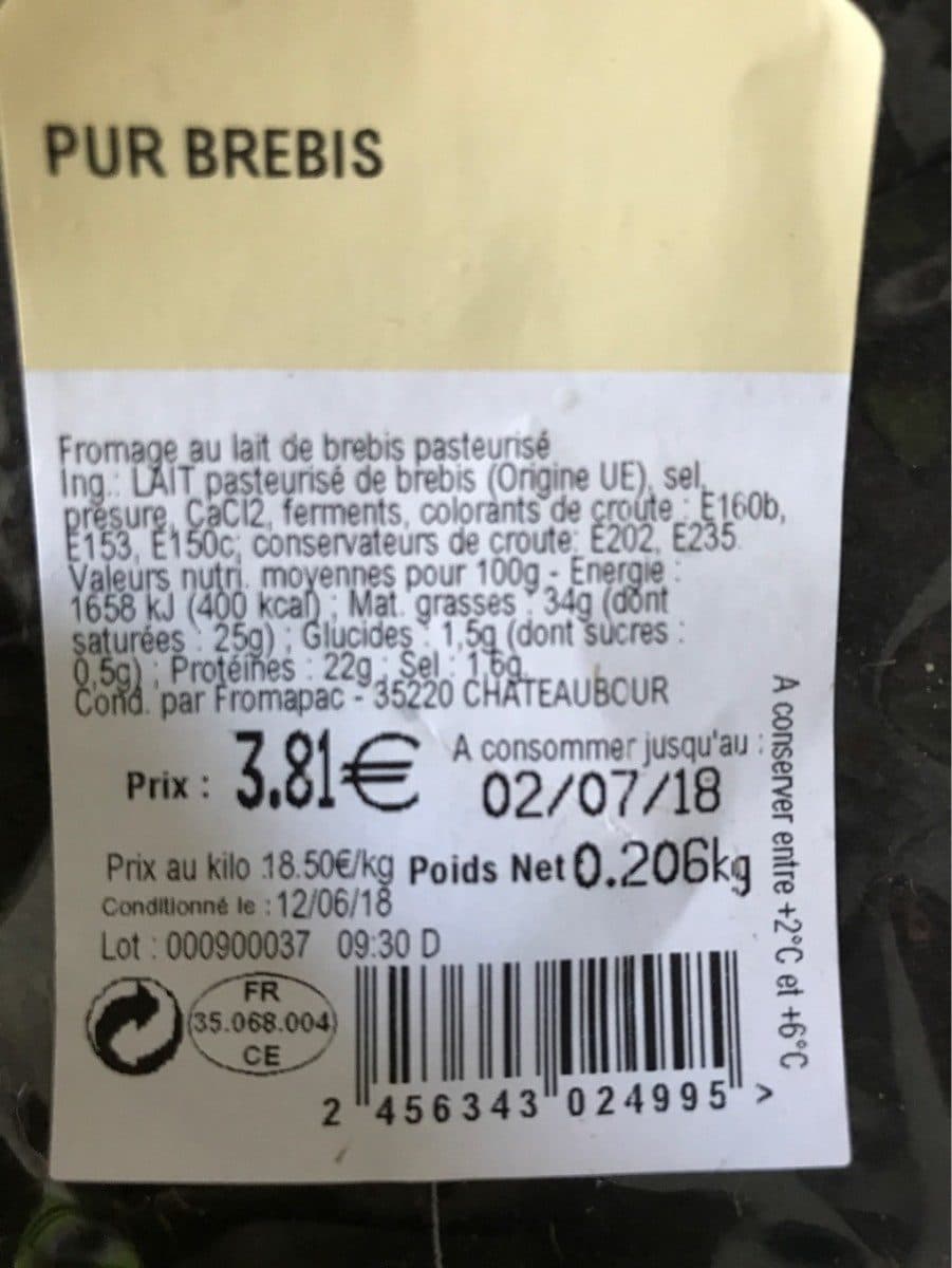 Open Food Facts Pur brebis packshot