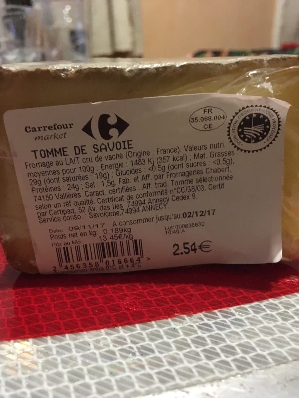 Carrefour Market Tomme de Savoie packshot