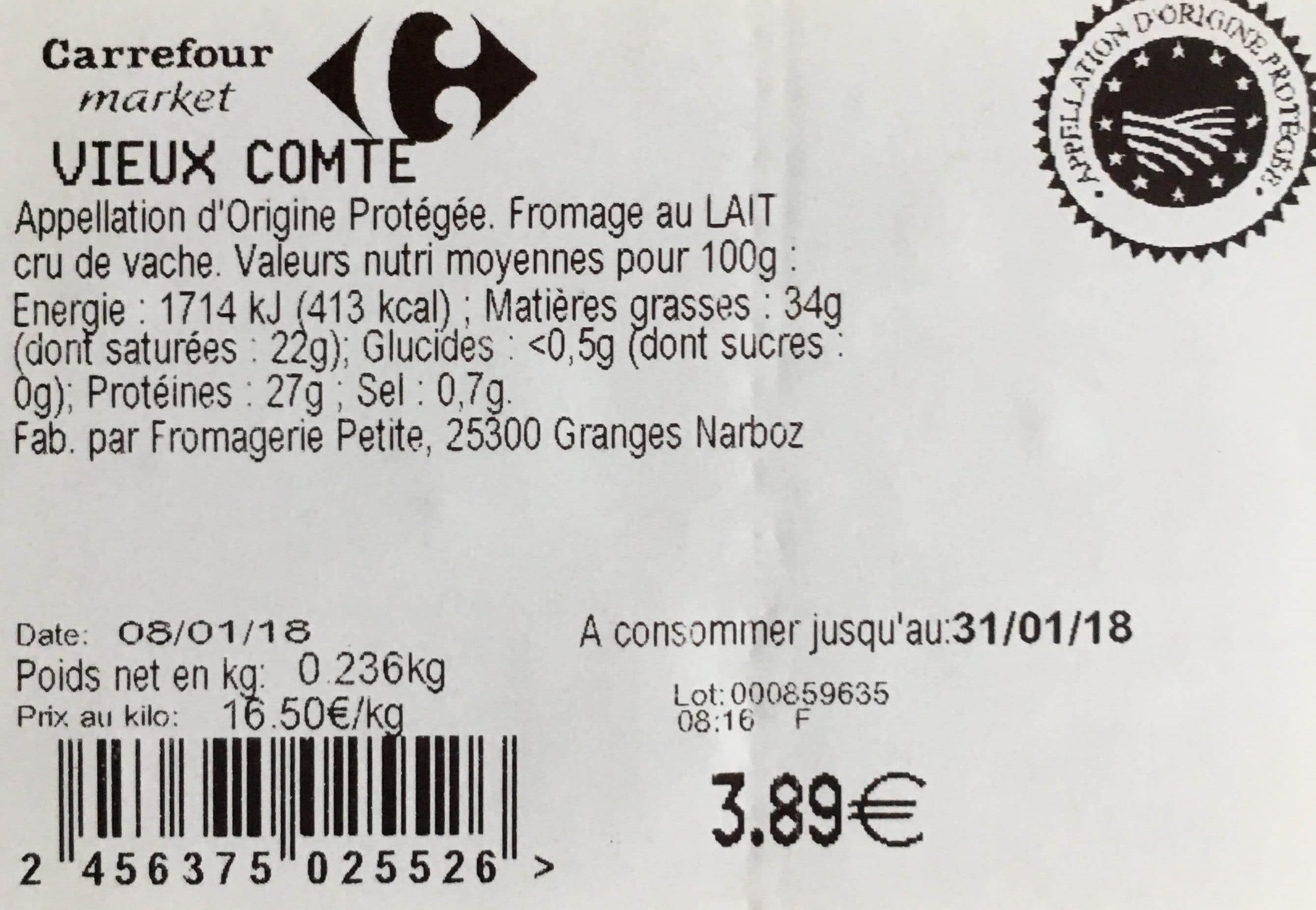 Carrefour Market Vieux comté packshot